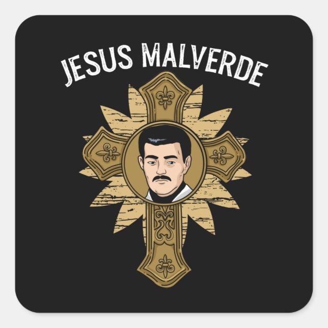 Pegatina Cuadrada Jesus Malverde Religion Mexico Gift Jesus Malverde (Anverso)