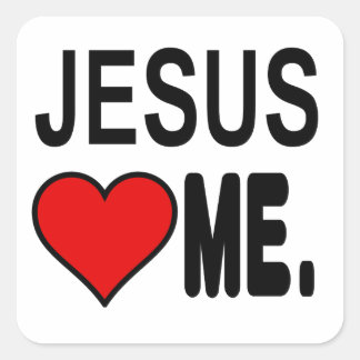 Pegatina Cuadrada Jesús Me Ama Los Regalos De Jesús