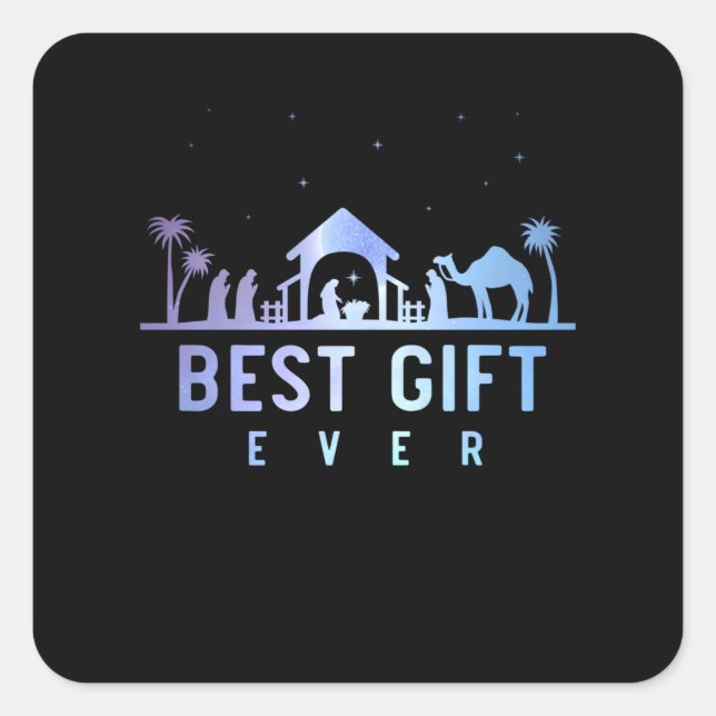 Pegatina Cuadrada Jesús Natividad Navidades religiosos cristianos (Anverso)