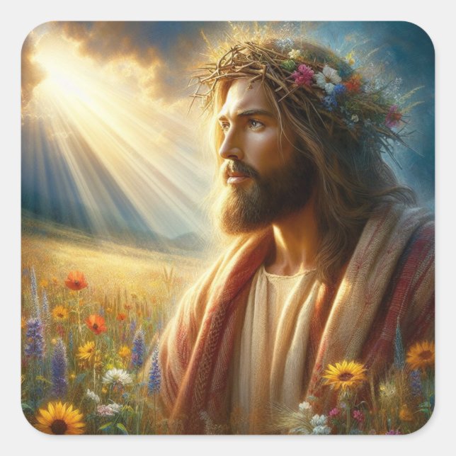 Pegatina Cuadrada ¡Jesús pegatina! (Anverso)