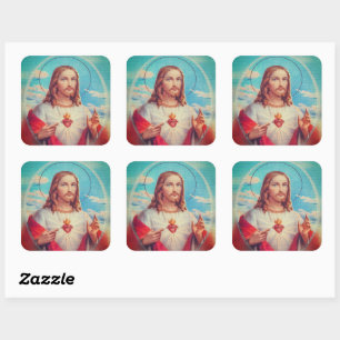 Pegatina Cuadrada Jesus Prayer traditional photography stickers