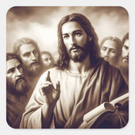 Pegatina Cuadrada Jesús Representado Como Profesor