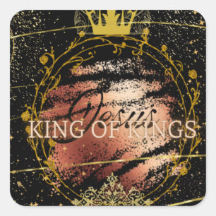 Pegatina Cuadrada Jesús: Rey de Reyes