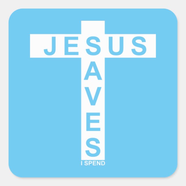 Pegatina Cuadrada Jesús salva mi camisa (Anverso)