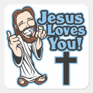 Pegatina Cuadrada Jesús te ama