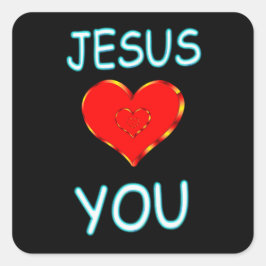 Pegatina Cuadrada Jesús te ama