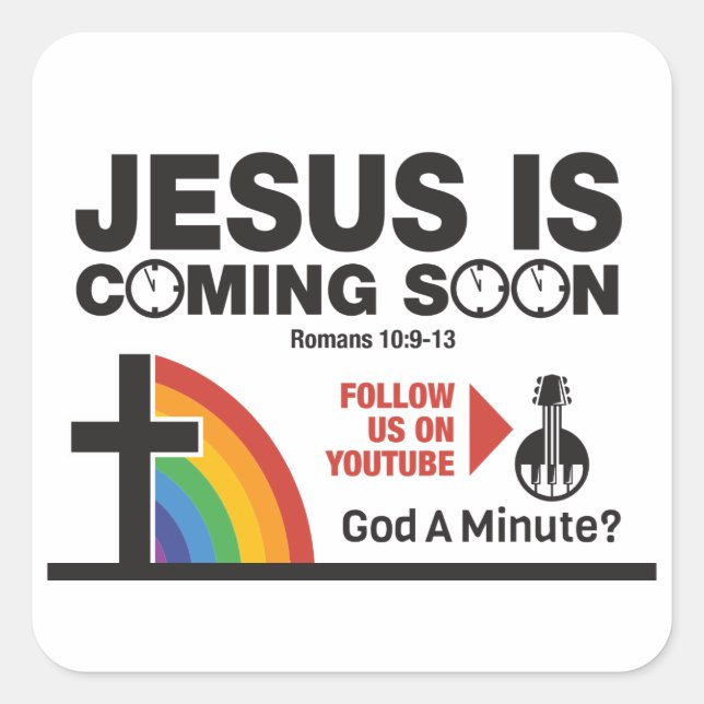 Pegatina Cuadrada Jesús vendrá pronto Pegatinas de la plaza 20 por h (Anverso)