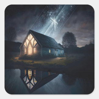 Pegatina Cuadrada Jesús Vive Aquí