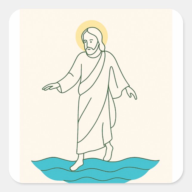 Pegatina Cuadrada Jesus Walking on Water Sticker (Anverso)
