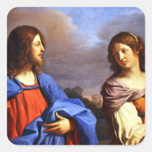 Pegatina Cuadrada Jesús y María Magdalena