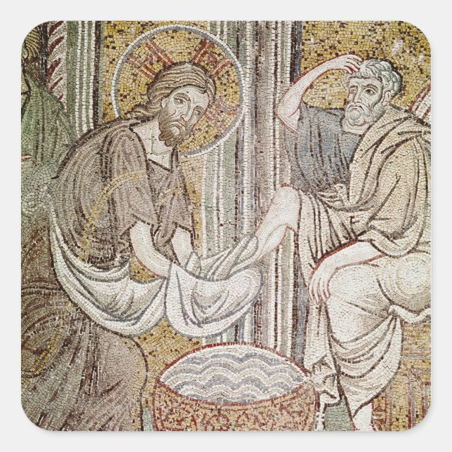 Pegatina Cuadrada Jesús y San Pedro (Anverso)