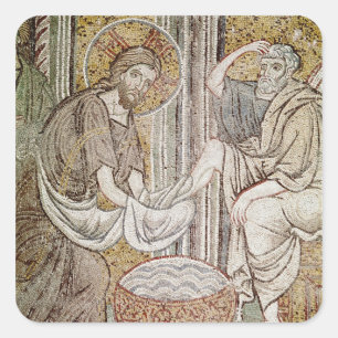 Pegatina Cuadrada Jesús y San Pedro