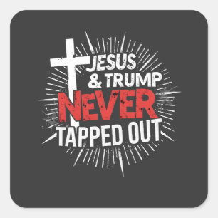 Pegatina Cuadrada Jesús y Trump nunca se aprovecharon