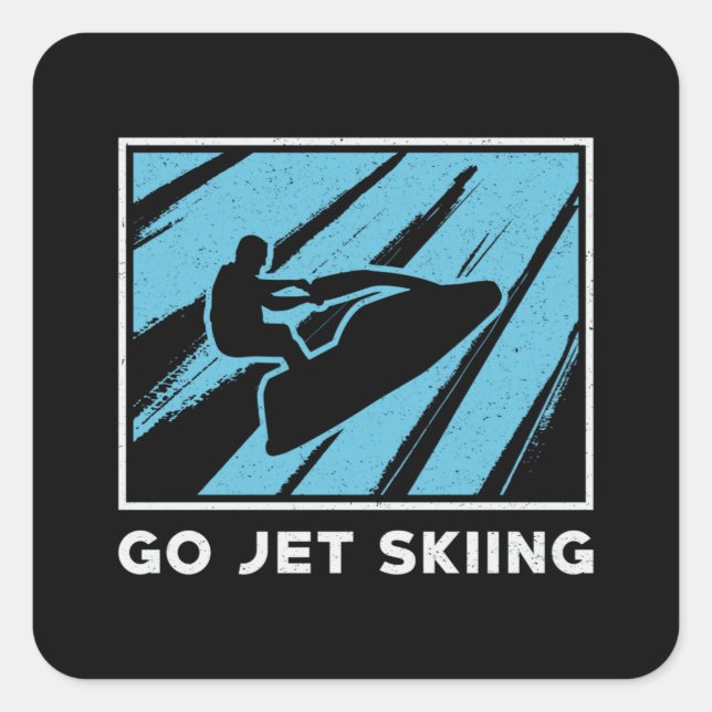 Pegatina Cuadrada Jet Ski Go Jet Skiting Water Sports Beach Jetski (Anverso)