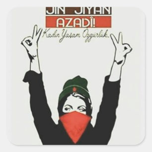 Pegatina Cuadrada Jin Jiyan Azadi