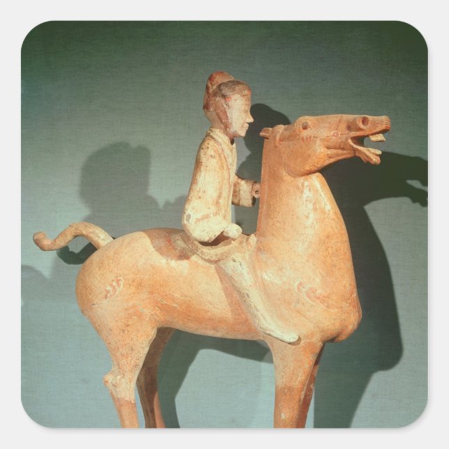 Pegatina Cuadrada Jinete de Xianyang, Shaanxi (Anverso)