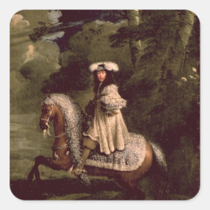 Pegatina Cuadrada Jinete en azul