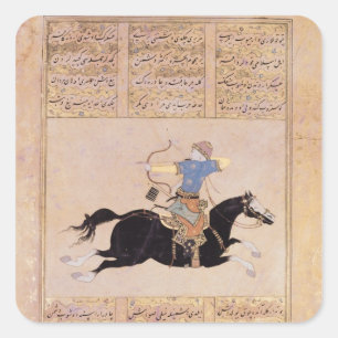 Pegatina Cuadrada Jinete que dibuja el suyo arco