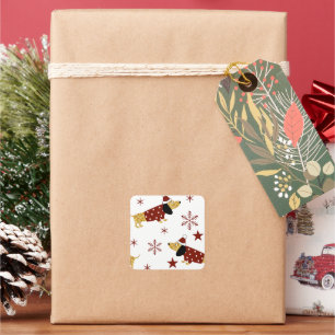 Pegatina Cuadrada Jingle All the Dachshund Way