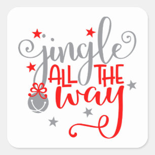 Pegatina Cuadrada Jingle All Way Navidades Bells Stars