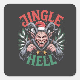 Pegatina Cuadrada Jingle Hell Navidades Krampus Evil Xmas