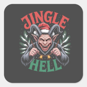 Pegatina Cuadrada Jingle Hell Navidades Krampus Evil Xmas