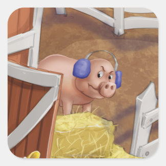 Pegatina Cuadrada Jingle Jingle Little Gnome Sr. Pig Pegatinas