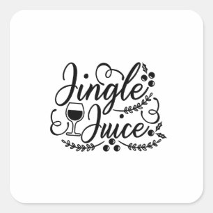 Pegatina Cuadrada Jingle Juice Divertida Cerveza de Navidad Bebiendo