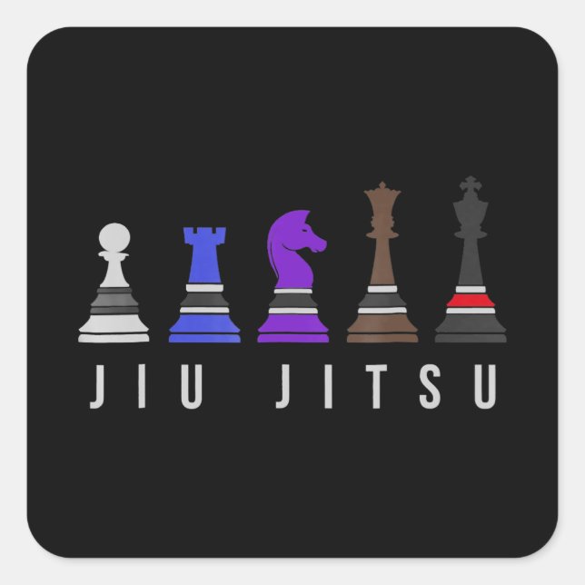 Pegatina Cuadrada jiu jitsu    entrenando ajedrez, regalo bjj con te (Anverso)