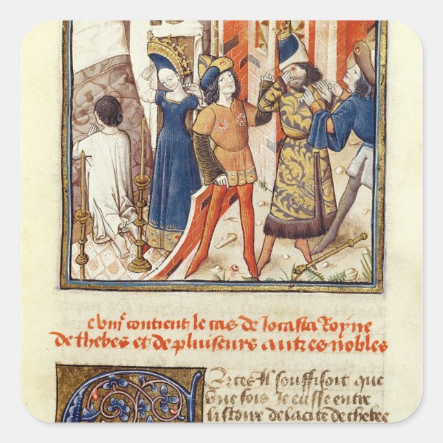Pegatina Cuadrada Jocasta, Reina de Tebas (Anverso)
