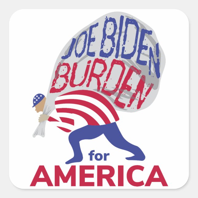 Pegatina Cuadrada Joe Biden Carga para América (Anverso)