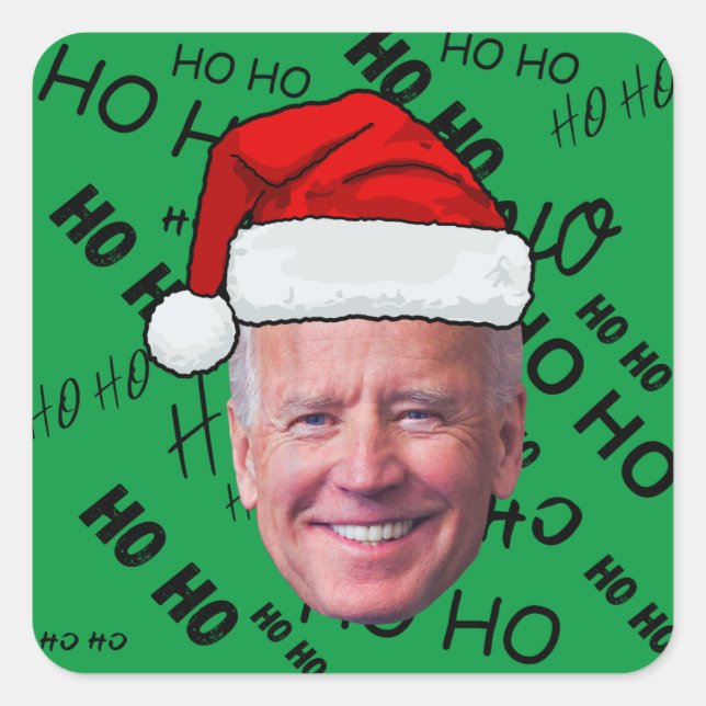 Pegatina Cuadrada Joe Biden Funny Green Ho Navidades (Anverso)