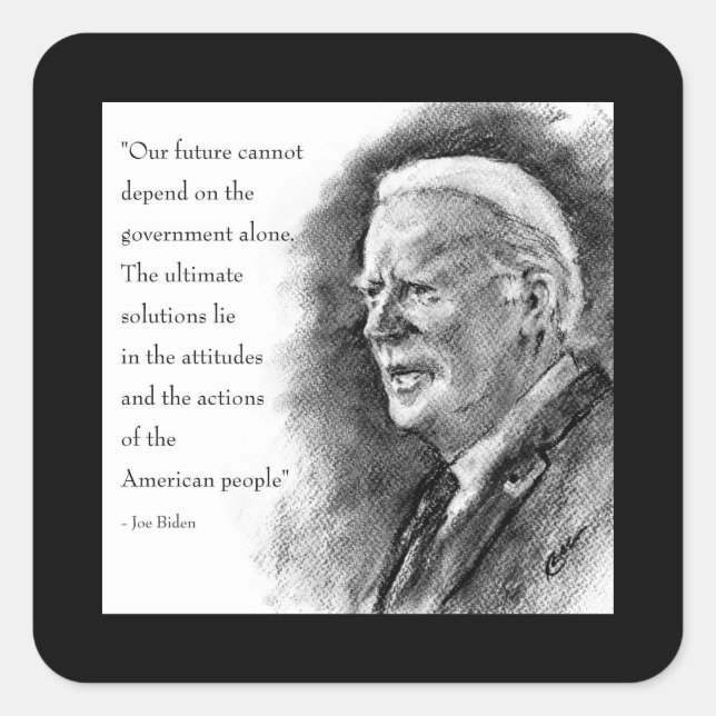 Pegatina Cuadrada Joe Biden y presupuesto (Anverso)