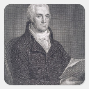 Pegatina Cuadrada Joel Barlow (1754-1812), grabado por Asher Brown D