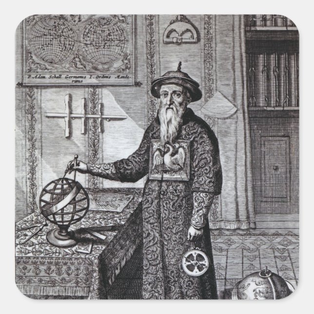 Pegatina Cuadrada Johann Adam Schall von Bell (Anverso)