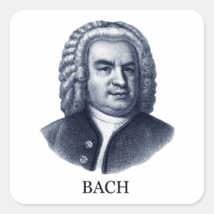 Pegatina Cuadrada Johann Sebastian Bach, azul