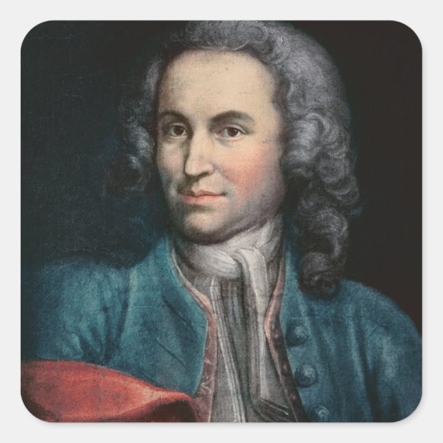 Pegatina Cuadrada Johann Sebastian Bach c.1715 (Anverso)