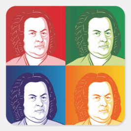 Pegatina Cuadrada Johann Sebastian Bach im Personalizado Stil