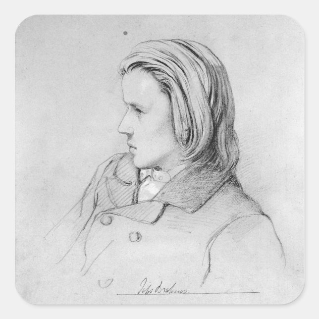 Pegatina Cuadrada Johannes Brahms, de 20 años, 1853 (Anverso)