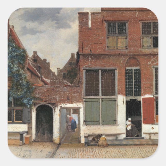 Pegatina Cuadrada Johannes Vermeer - Little Street (Anverso)