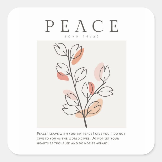 Pegatina Cuadrada John 14:27 Paz te dejo (Anverso)