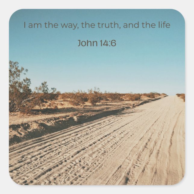 Pegatina Cuadrada John 14:6 KJV Sticker – Desert Faith Collection (Anverso)