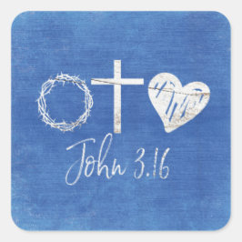 Pegatina Cuadrada John 3.16 Símbolos cristianos