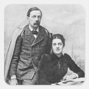 Pegatina Cuadrada John Addington Symonds y su hija, 1891