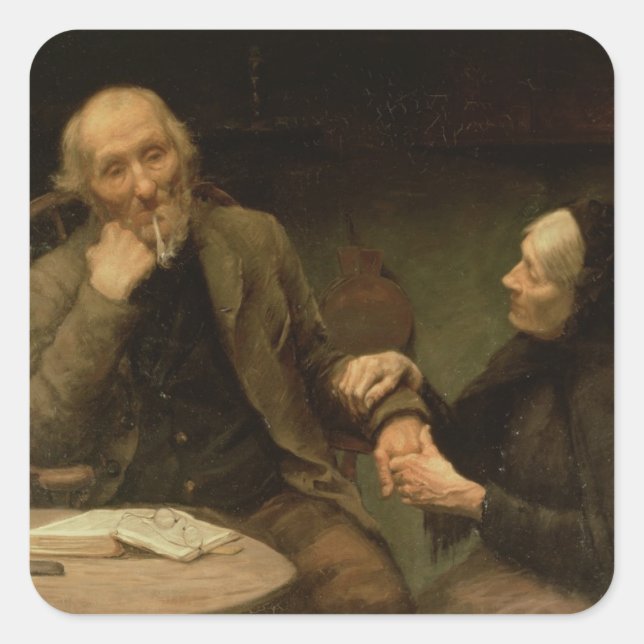 Pegatina Cuadrada John Anderson, My Jo, 1894 (aceite sobre lienzo) (Anverso)