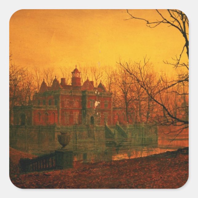Pegatina Cuadrada John Atkinson Grimshaw | Casa embrujada (Anverso)