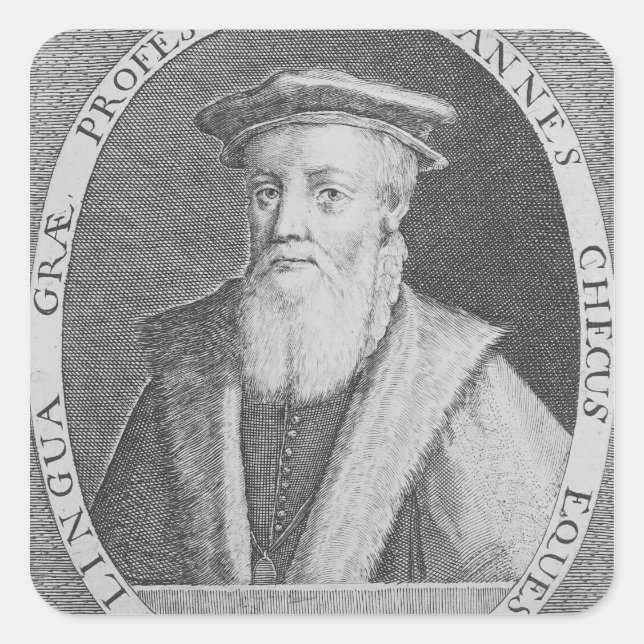 Pegatina Cuadrada John Cheke, 1620 (Anverso)
