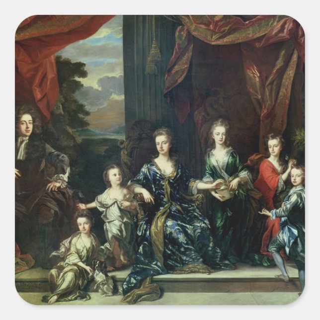 Pegatina Cuadrada John Churchill primer duque de Marlborough (Anverso)