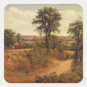 Pegatina Cuadrada John Constable   A Lane near Dedham, c.1802 (petró