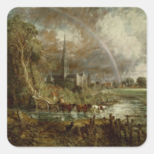 Pegatina Cuadrada John Constable   Catedral de Salisbury de Mead
